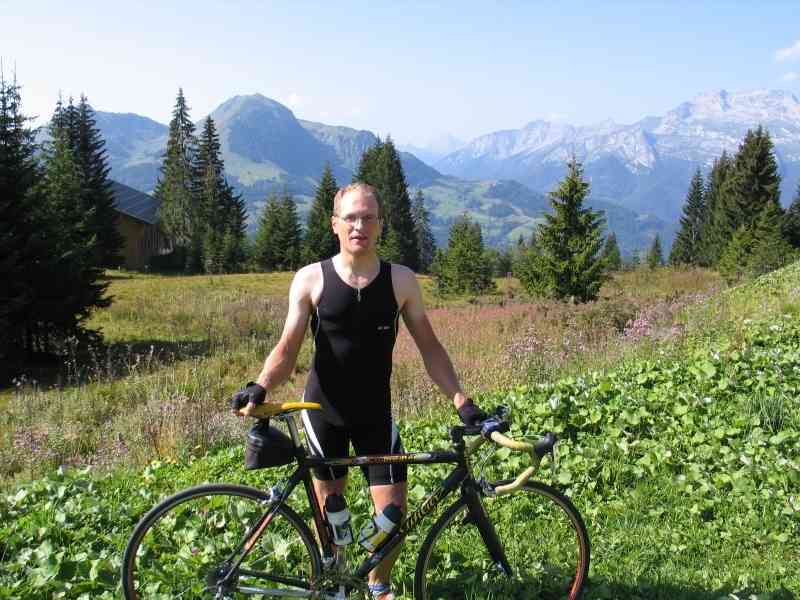 Johan in de alpenwei
Boven op de Croix Fry.
