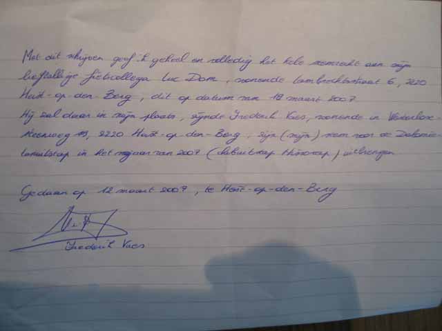 Officieel volmacht.
