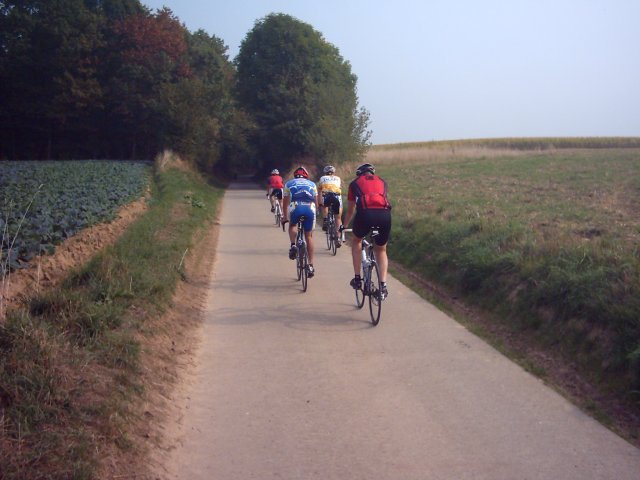 Fietsen naar Leuven
Fietsen naar Leuven, waar we dwars door de binnenstad trekken, maar niet meer stoppen op de Grote Markt wegens te duur en te weinig tijd. De Keizersberg zal wel nog het uiterste vergen van de ketting van Ludo. Met een verwrongen ketting die niet meer op dezelfde kam blijft draaien, moet Ludo de rest van de rit, in het wiel, aan gedempt tempo, uitrijden.
