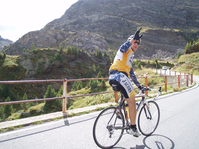 Gere ziet het zitten
Op de flanken van de Gavia ziet de Gere het helemaal zitten, niet beseffend dat er een heel steil stuk aankomt!
