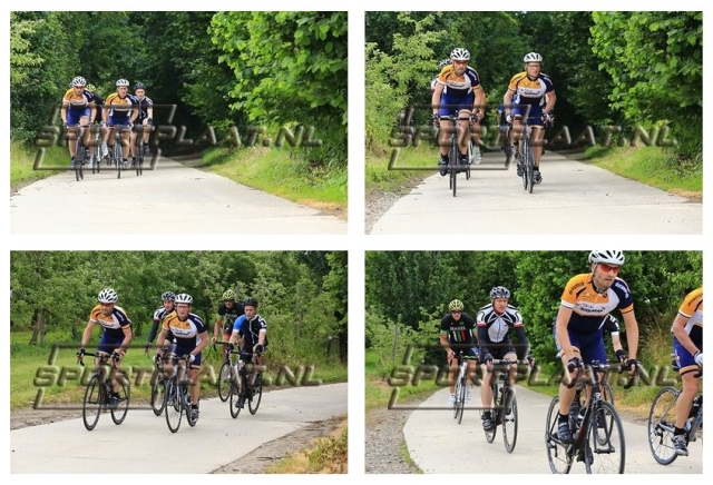 Johan en Raf betrapt
Johan en Raf starten met flukse tred voor de 145km. Dirk (collega van Warre) pikte aan.
